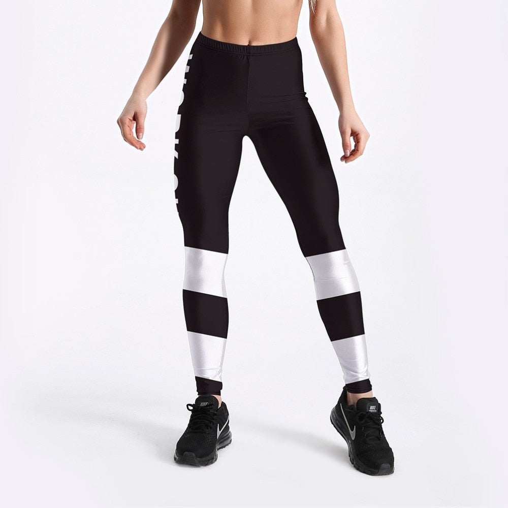 Fashion Workout Women Leggings Fitness Athleisure Clothing White Letter Printed Leggings S-4XL-4
