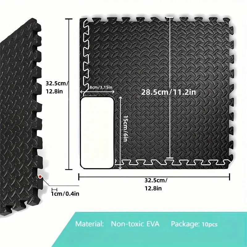 10pcs EVA Splicing Fitness Mats - Soft, Solid Color, Non-Slip, Waterproof-3