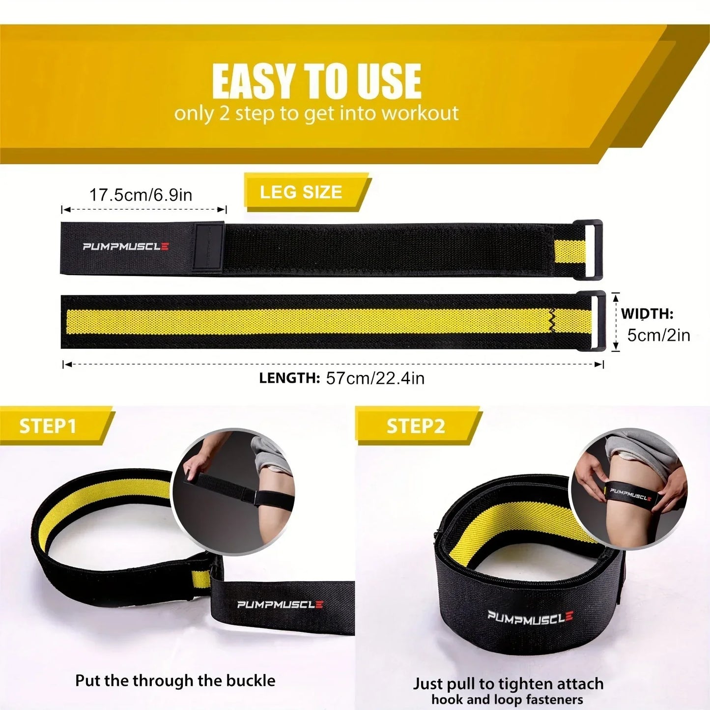 2PCS Adjustable Blood Flow Restriction Bands Yellow-3