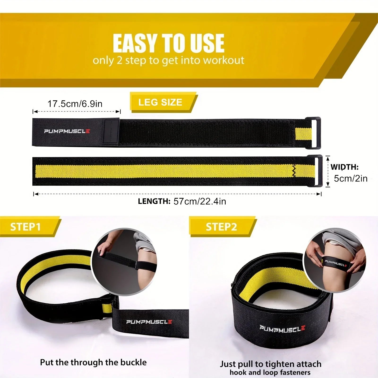 2PCS Adjustable Blood Flow Restriction Bands Yellow-3
