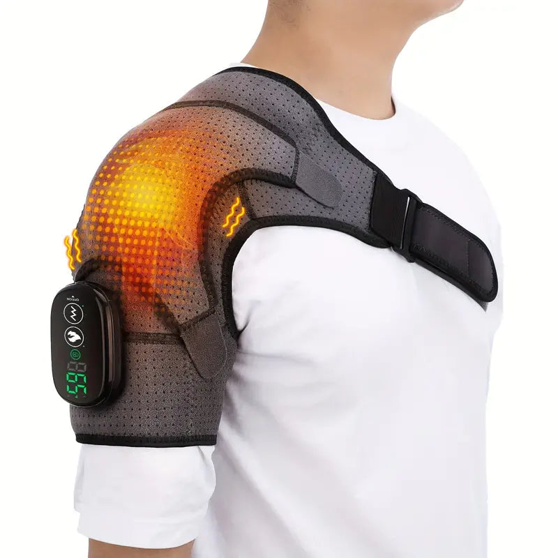 USB-Charged Heated Shoulder Massager - Grey Black-0