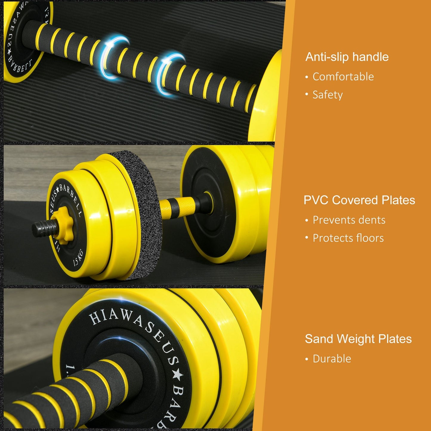 25KG Dumbbell & Barbell Adjustable Set Plate Bar Clamp Rod Home Gym Sports Area Exercise Ergonomic-4