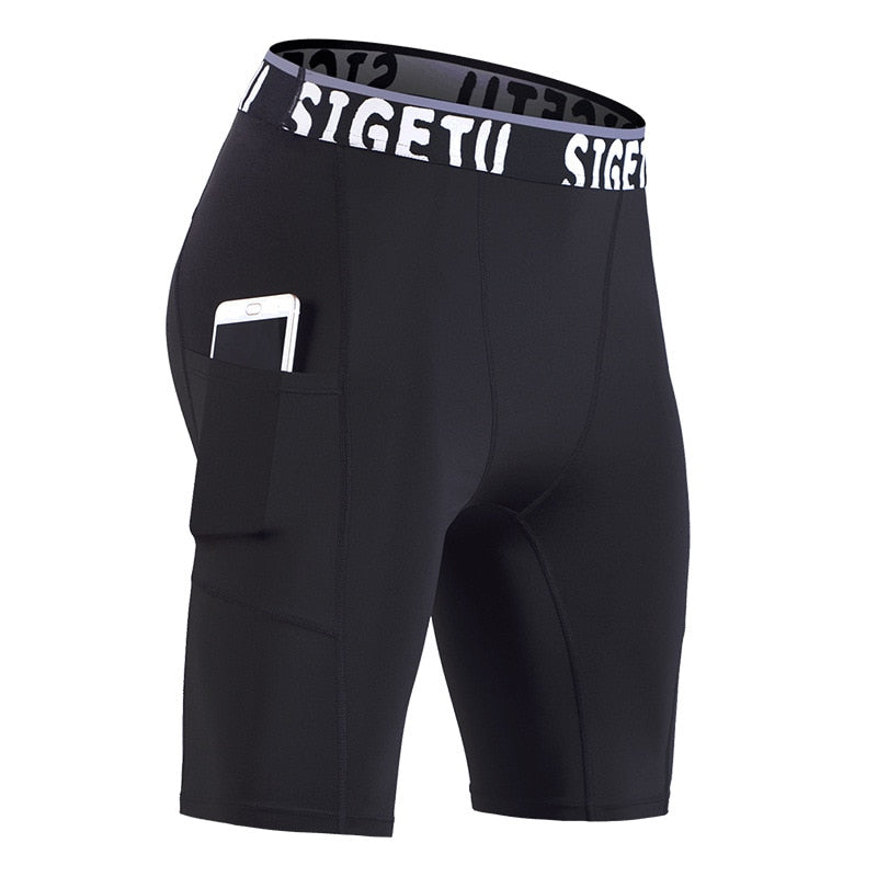 High Elastic GYM Shorts Men Dry Fit Running Shorts Football Phone Pocket Design Fitness Sport Shorts Workout Short Leggings-3