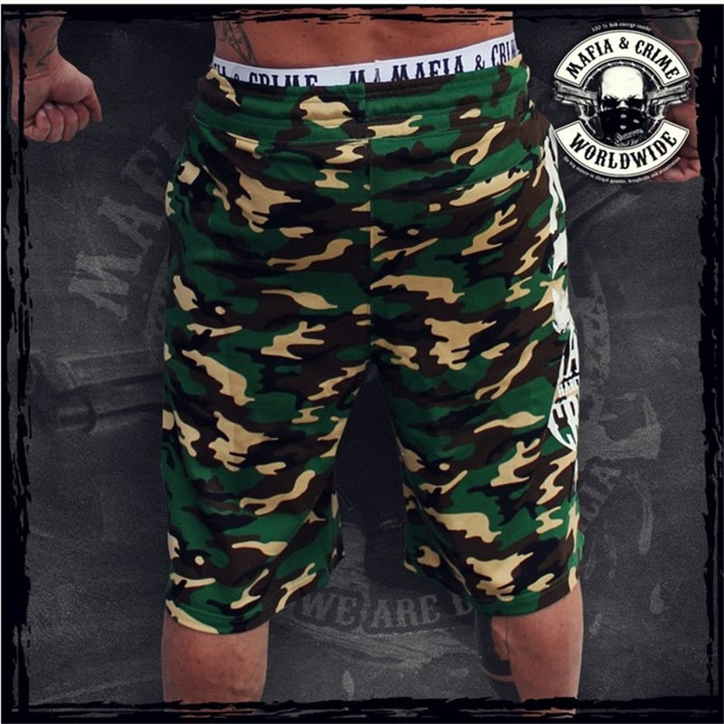 Mens summer fitness camouflage shorts fashion Casual Calf-Length Sweatpants male Joggers Workout Cotton Brand Short Trousers-2