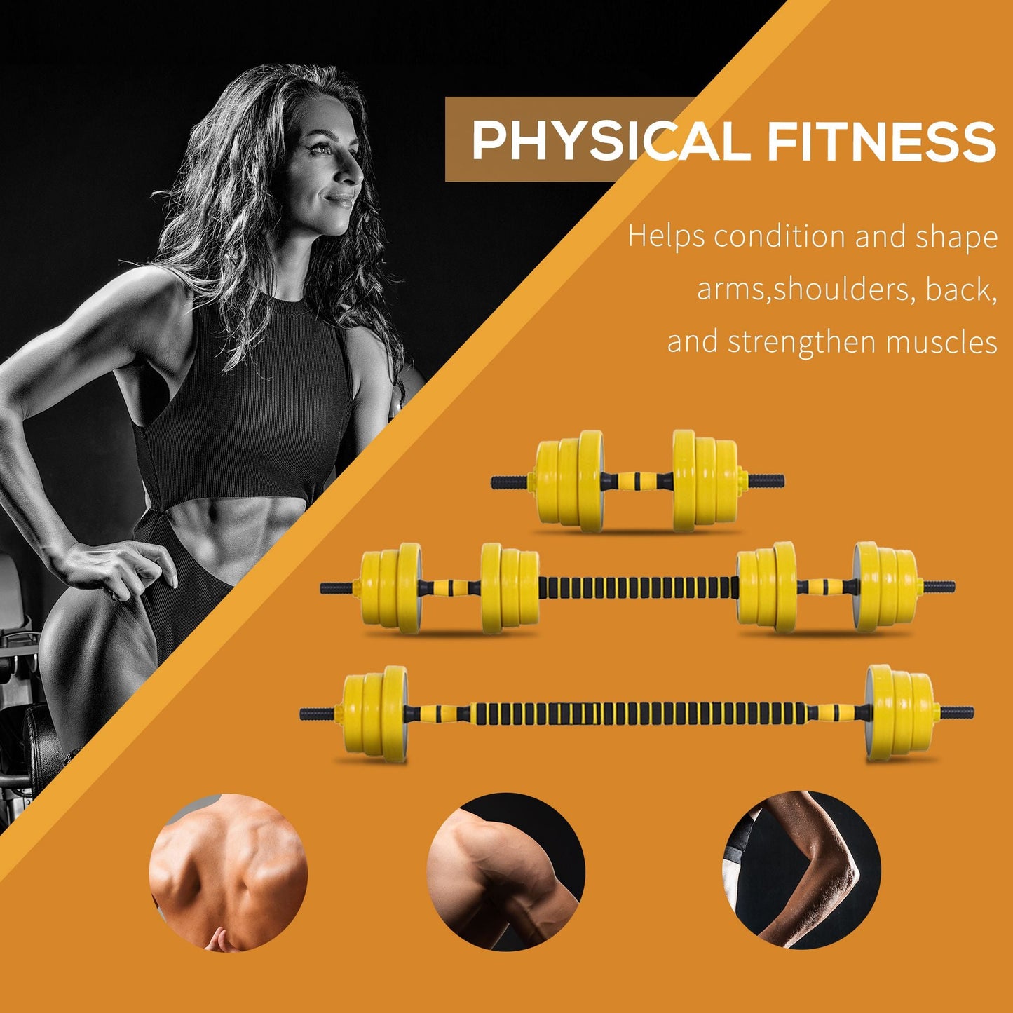 20KGS Dumbbell & Barbell Adjustable Set Plate Bar Clamp Rod Home Gym Sports Area Exercise Ergonomic-3