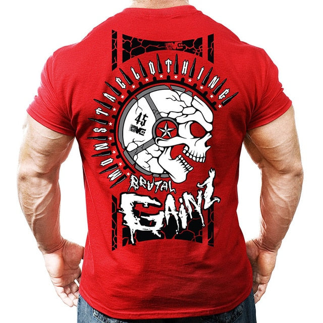 Printed Running T Shirt Men Cotton Sport Gym Shirt Men Fitness Top Workout Clothing Sportswear Jogging Training Sports Tshirt-9