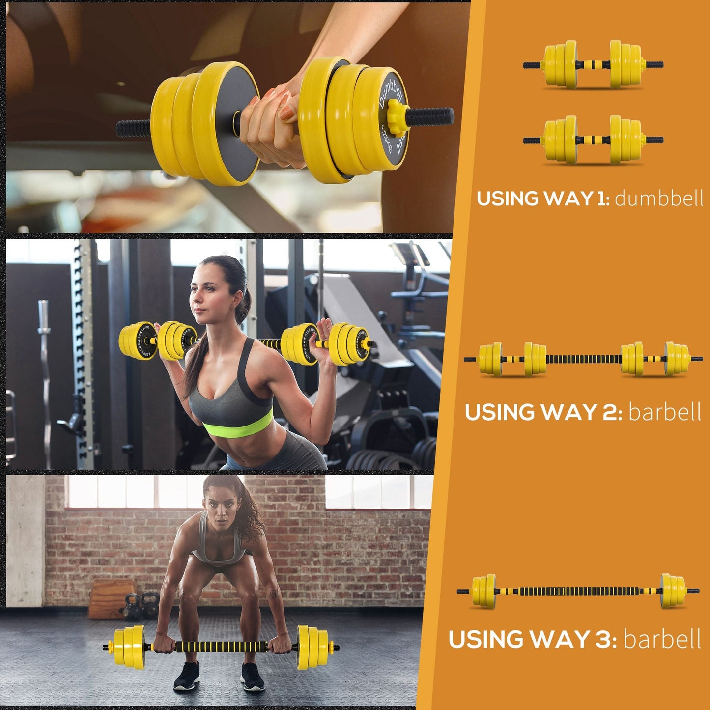 20KGS Dumbbell & Barbell Adjustable Set Plate Bar Clamp Rod Home Gym Sports Area Exercise Ergonomic-4