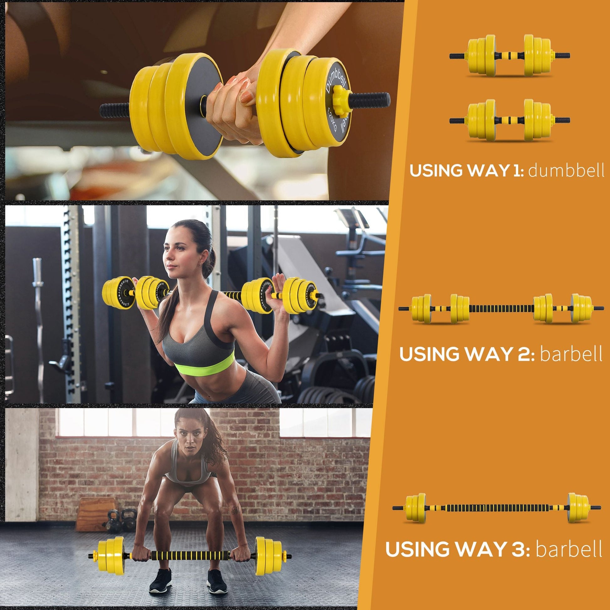 20KGS Dumbbell & Barbell Adjustable Set Plate Bar Clamp Rod Home Gym Sports Area Exercise Ergonomic-4