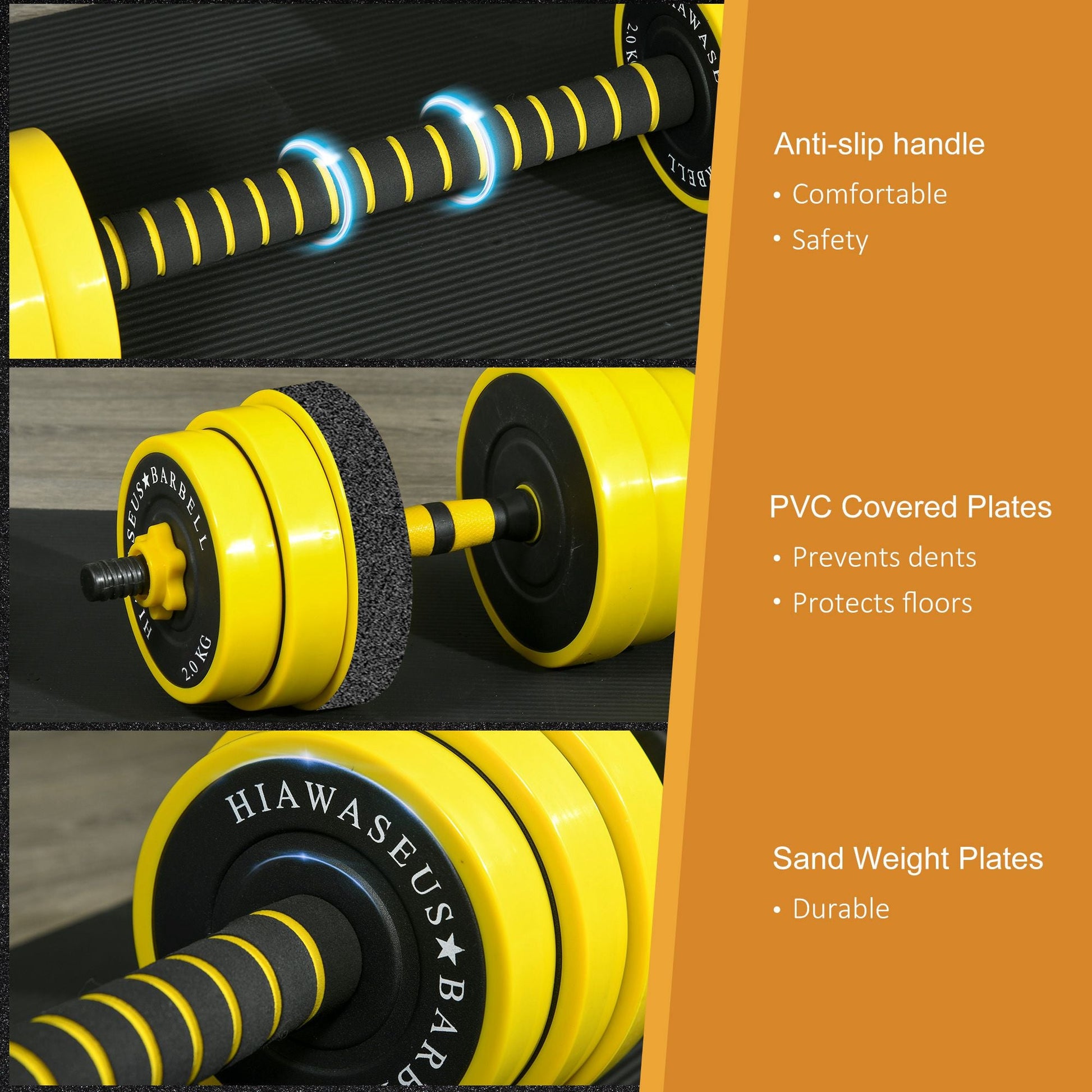 30kg Dumbbell & Barbell Adjustable Set Plate Bar Clamp Rod Home Gym Sports Area Exercise Ergonomic-4