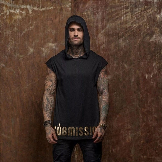 Bodybuilding Stringer Tank Top with hooded Mens Gyms Clothing Fitness Mens Sleeveless Vests Cotton Singlets Muscle Sports vest-10