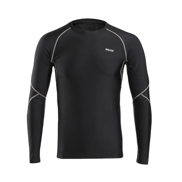 Men Winter Compression Shirt Warm Up Fleece Gym Shirts  Long Sleeve Sportswear Running Tights Workout Shirt Dry Fit-4
