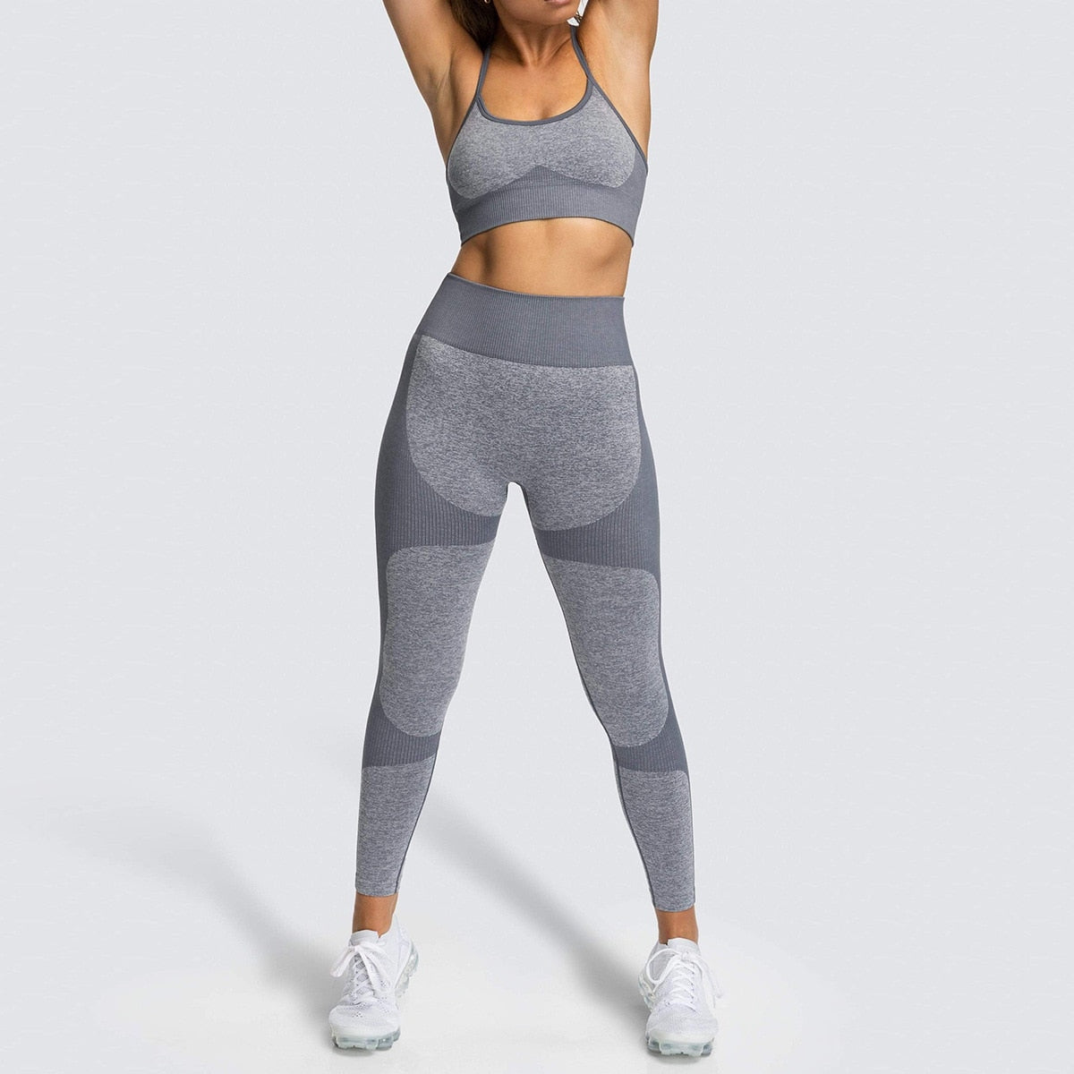 Lycra Seamless Yoga Set Women Fitness Bra Top Sportswear Woman Gym Leggings Push Up Strappy Sexy Sports Suits workout set-8