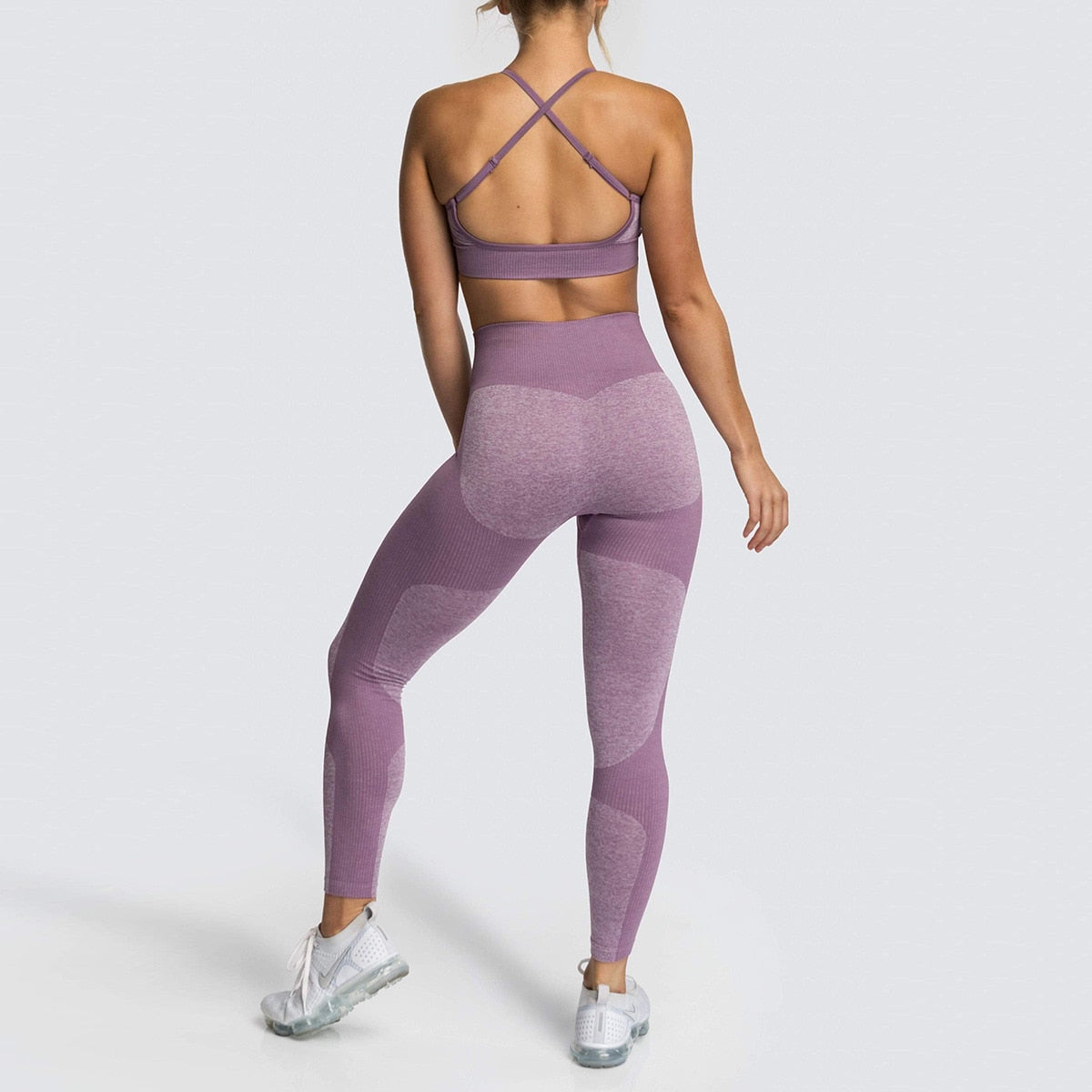 Lycra Seamless Yoga Set Women Fitness Bra Top Sportswear Woman Gym Leggings Push Up Strappy Sexy Sports Suits workout set-1