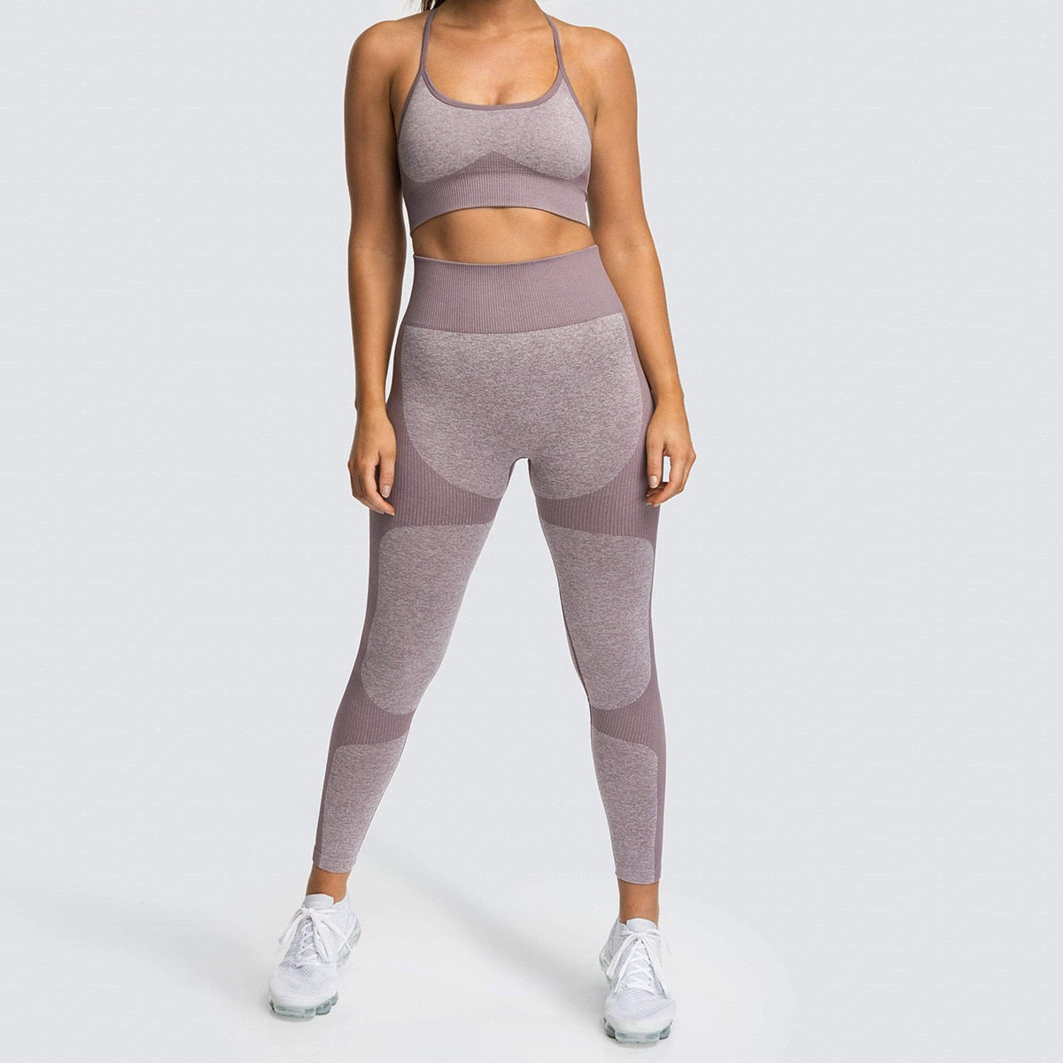 Lycra Seamless Yoga Set Women Fitness Bra Top Sportswear Woman Gym Leggings Push Up Strappy Sexy Sports Suits workout set-10