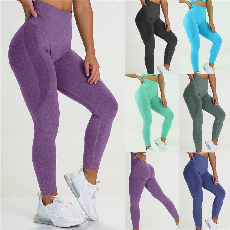 Women Seamless Yoga Pants High Waist Highly Stretchy Gym Workout Fitnesss Leggings Female Sports Trousers-0