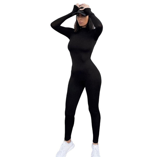 Women Sport Suit Yoga Set Long-sleeved Slim High-waist Hip-lifting Sports Jumpsuit Jogging Fitness Overalls-0