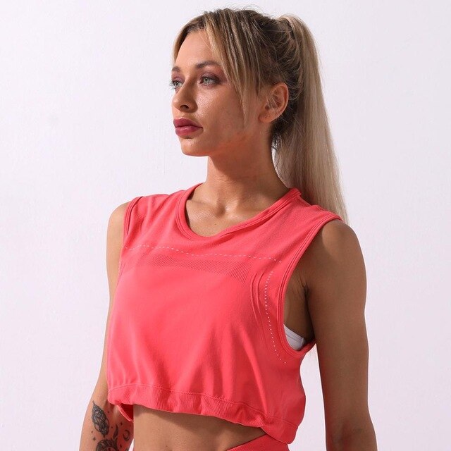 Sportswear Yoga Set Women GYM Clothing Solid Loose Tank Drawstring Crop Top Leggings Set Workout Running Fitness Tracksuit-9