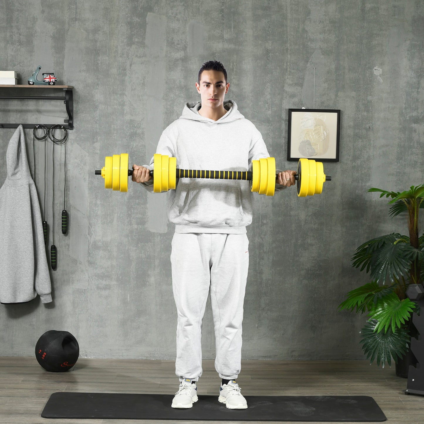 30kg Dumbbell & Barbell Adjustable Set Plate Bar Clamp Rod Home Gym Sports Area Exercise Ergonomic-1